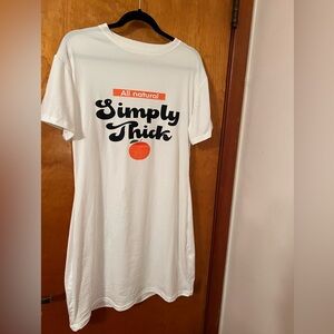 Humorous/Flirty “Simply Thick” Orange themed Curvy Tee Dress